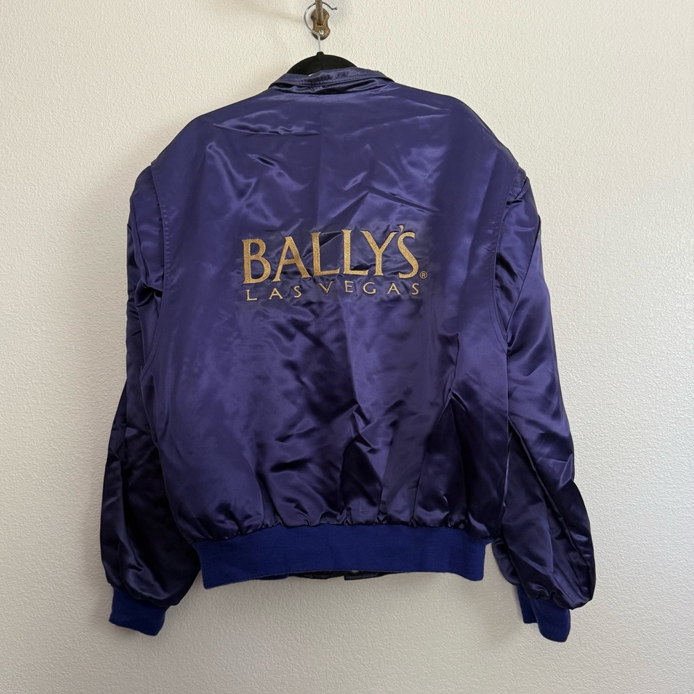 Vintage Bally’s Las Vegas Casino Hotel Purple Satin Bomber Jacket XL